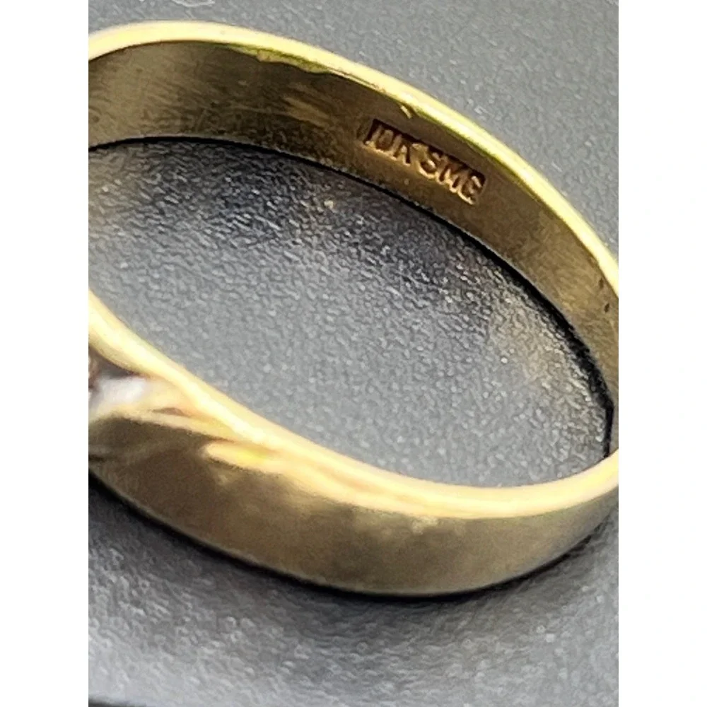 SMG Vintage 10K Solid Yellow Gold Diamond Wave Twisted Scroll Band Ring Sz 9.5